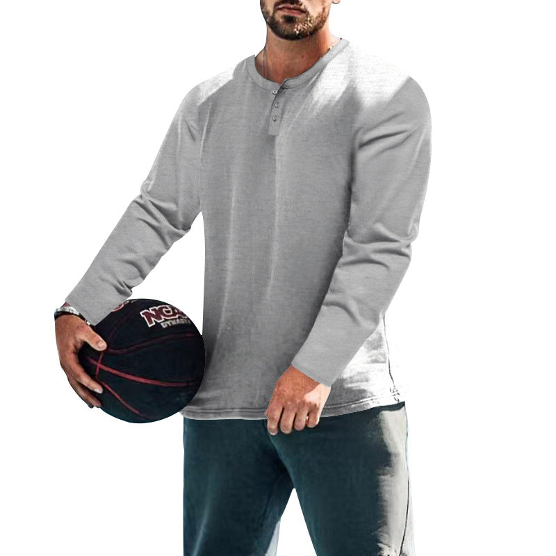 Herren Henley-Shirt Langarm Strukturiert Knopfdetails Modern