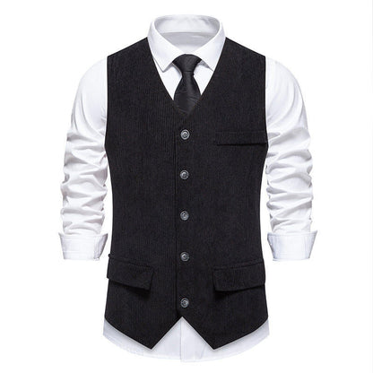 Herren Anzugweste Klassisch Herringbone Mit Taschen Elegant