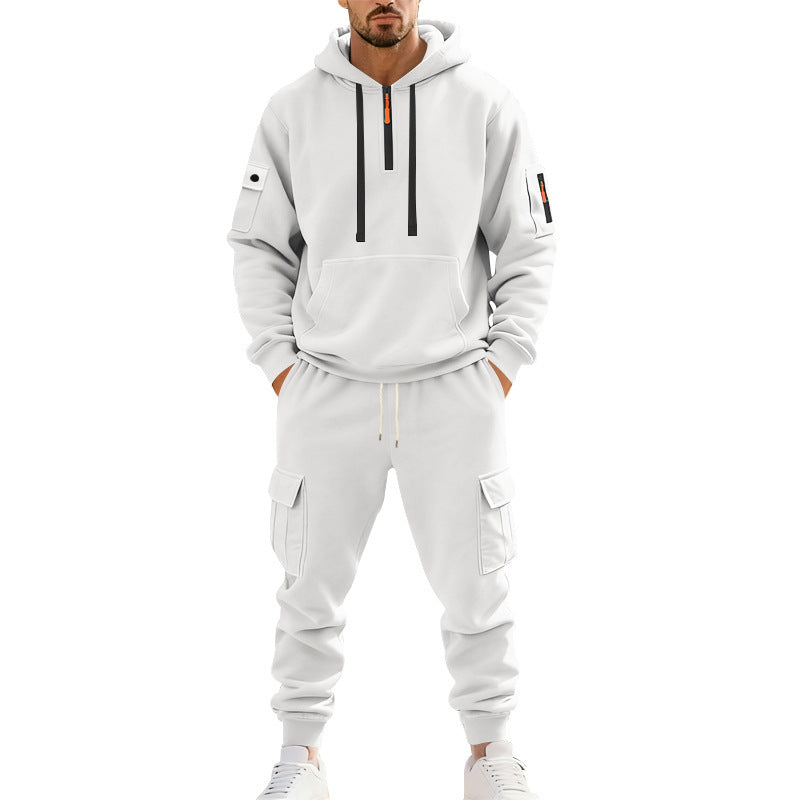 Herren Jogginganzug mit Hoodie und Cargo Taschen Sportlich Modern
