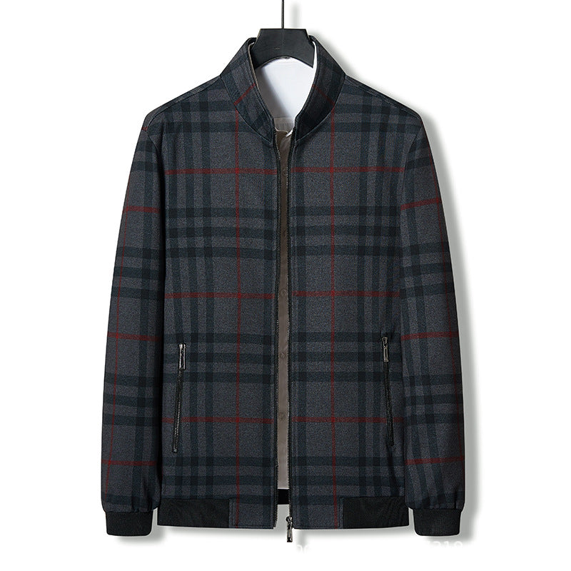 Herren Übergangsjacke Kariert Reißverschluss Modern - BerlinGlamour