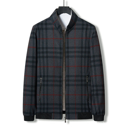 Herren Übergangsjacke Kariert Reißverschluss Modern - BerlinGlamour