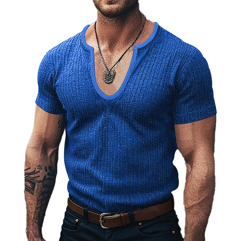 Herren Pulli Kurzarm V-Ausschnitt Modern Casual