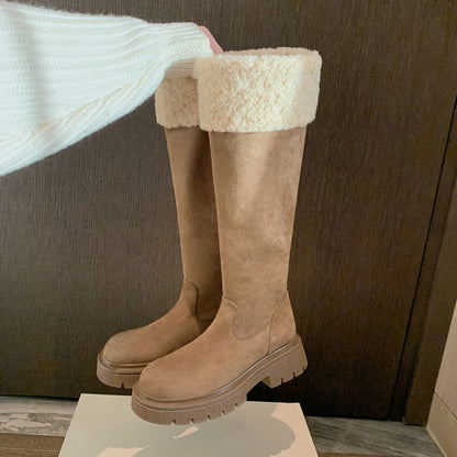 Damen Winterstiefel Warm mit Kunstfellkragen Robust