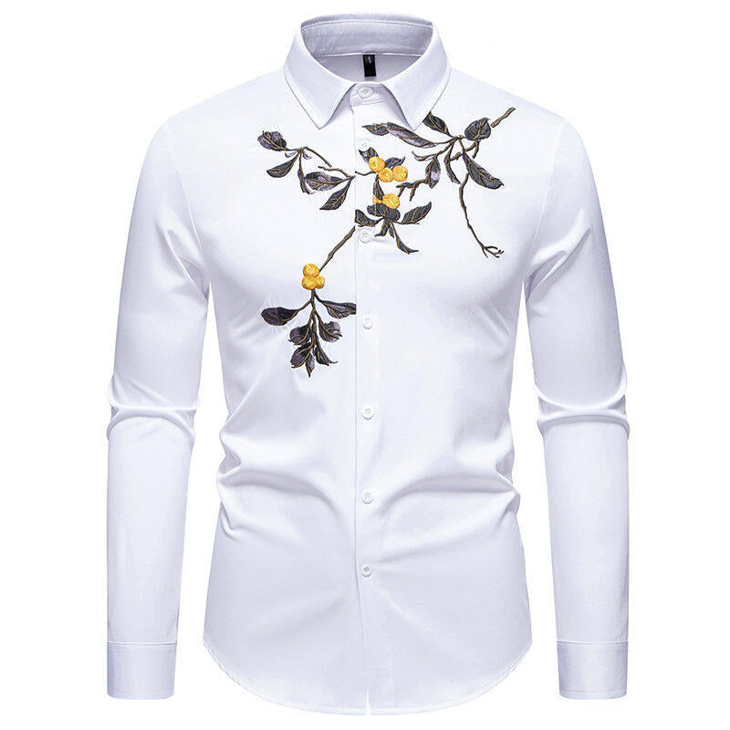Elegantes Langarmhemd Herren Bestickt Modern Berlin