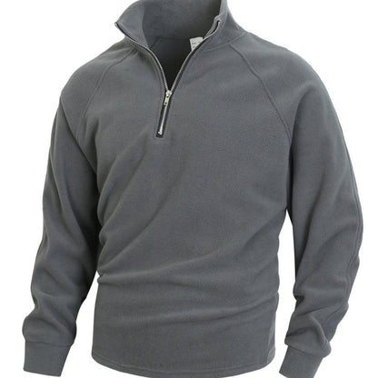 Herren Fleece-Pullover Reißverschluss Kragen Hoch Modern