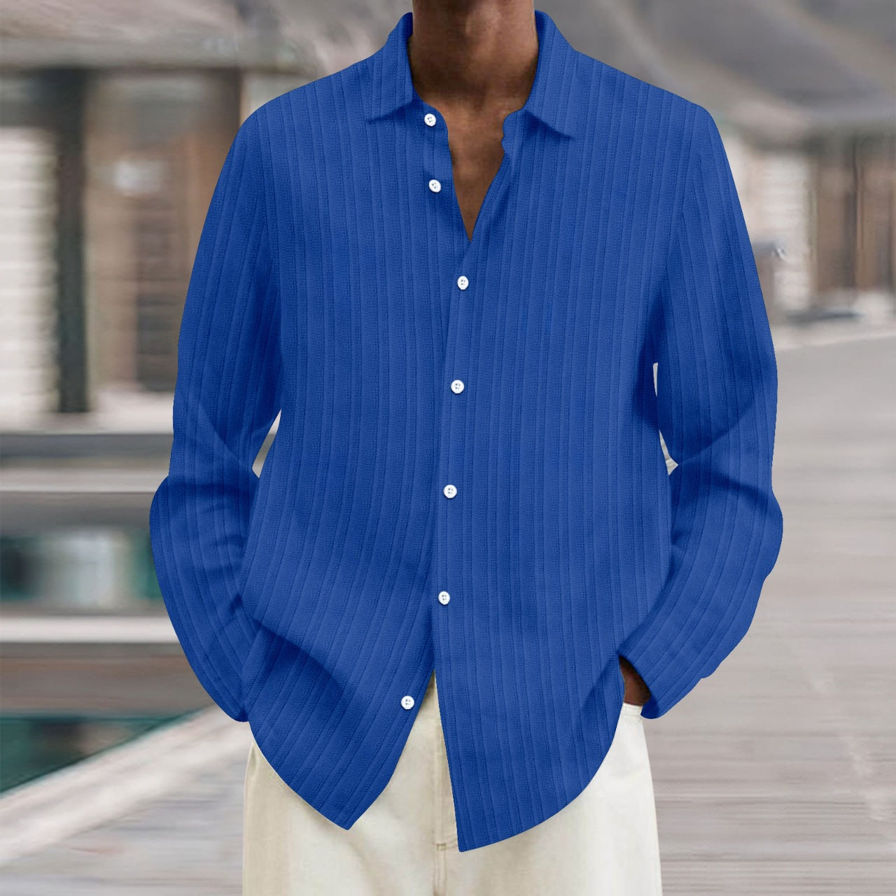 Herren Langarmshirt Modern mit Struktur und Slimfit