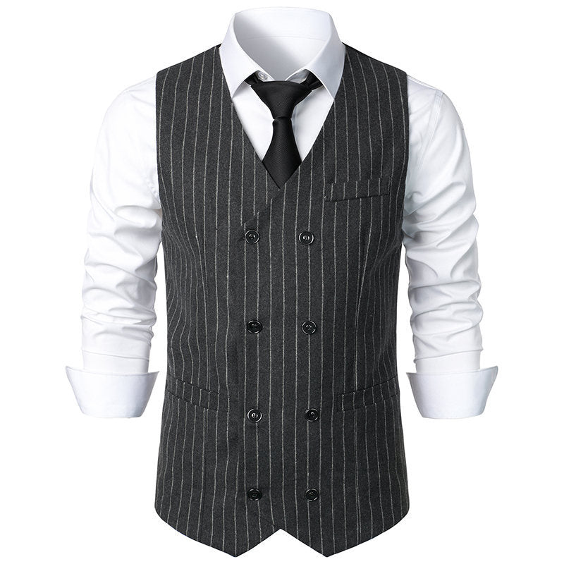 Herren Anzugsweste Elegent Streifenmuster Doppelknopf