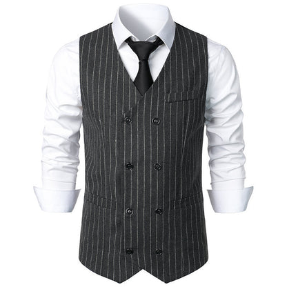 Herren Anzugsweste Elegent Streifenmuster Doppelknopf
