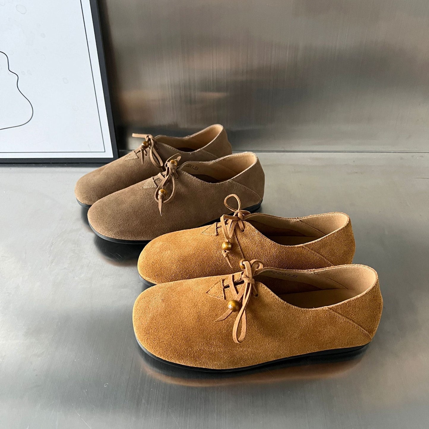 Damen Mokassins Bequem Schnürsenkel Modern