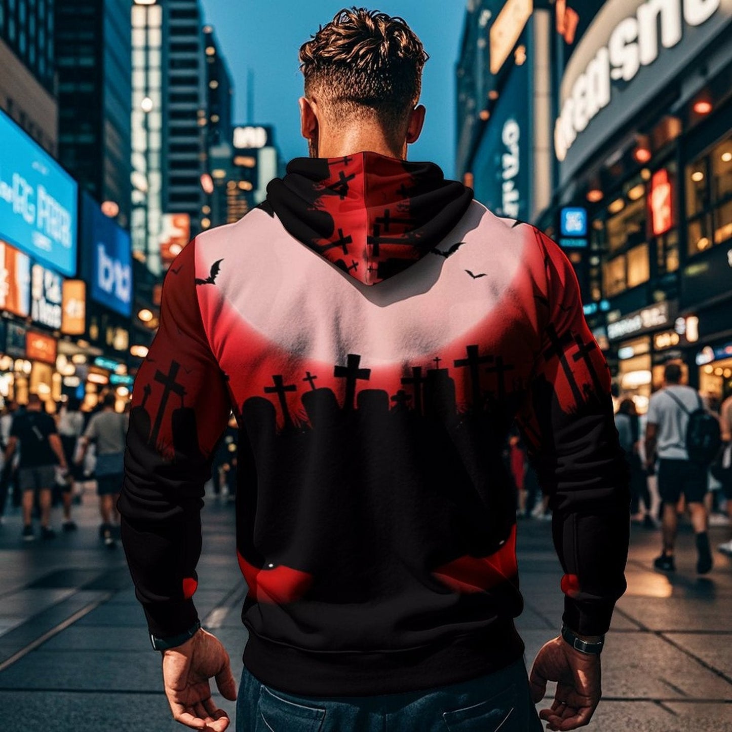 Herren Sweater Halloween Motiv Kapuzenpullover Locker