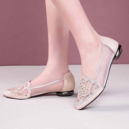 Damen Ballerinas mit Spitze Flach und Elegant