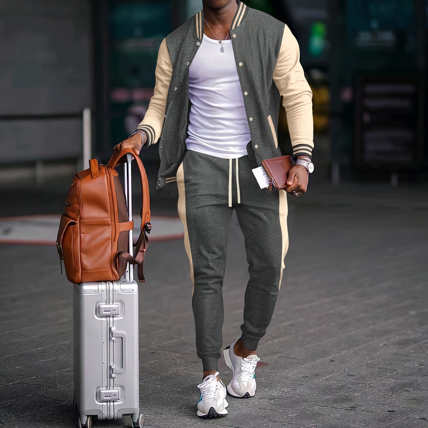Herren Sportset Jogginghosen Freizeitjacke Casual