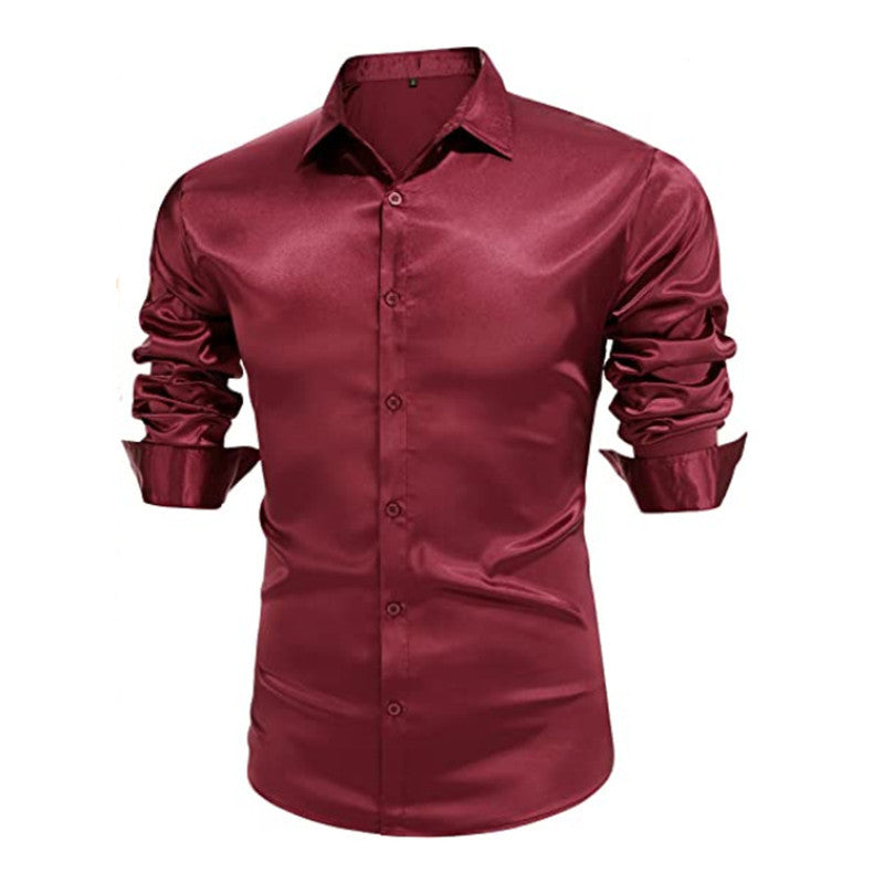 Elegantes Herren Hemd Satin Schwarz Elegant