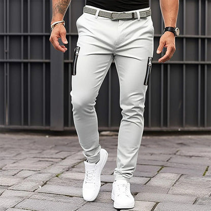 Herren Slimfit Jeanshose mit Reißverschluss Taschen Modern