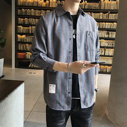 Herren Langarmhemd Streifen Modern Schnitt