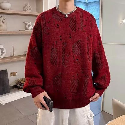 Herren Strickpullover Lässig mit Lochmuster Modern Berlin