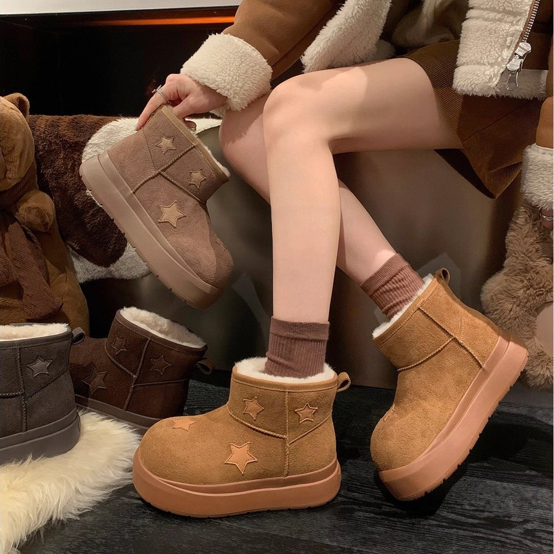 Damen Winterboots Bequem Sternen-Design Modisch - BerlinGlamour