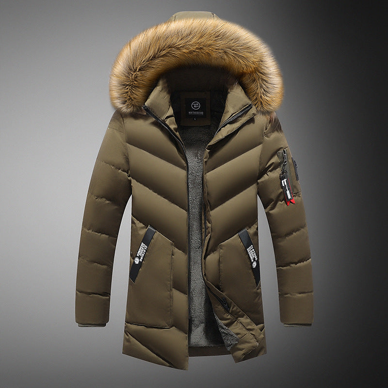 Herren Winterjacke Steppjacke Abnehmbarer Fellkragen Praktisch
