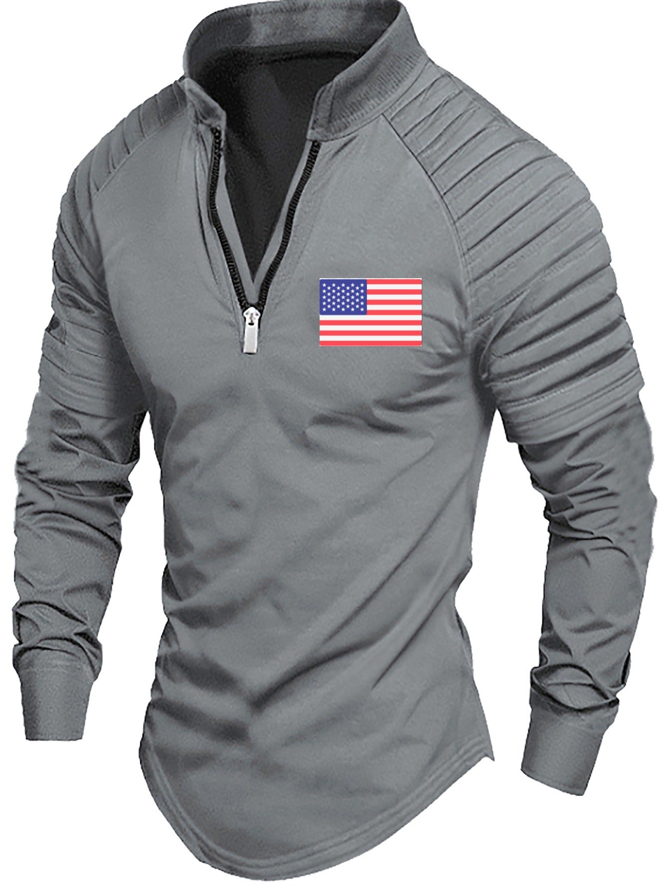 Herren Sportoberteil Reißverschluss Schulterdesign Modern