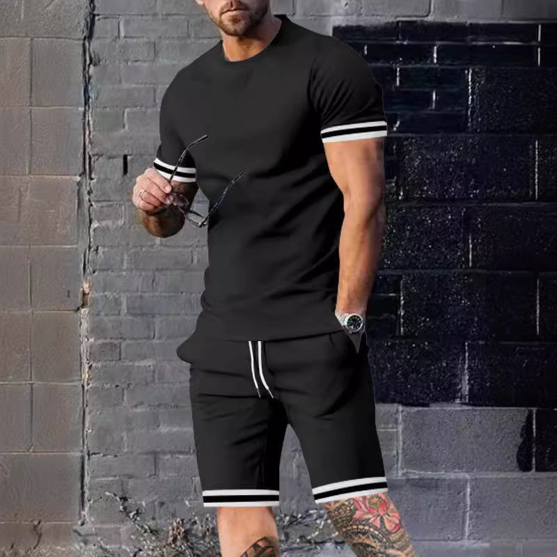 Herren Sportset Kurzarmshirt Freizeit Shorts Sportlich