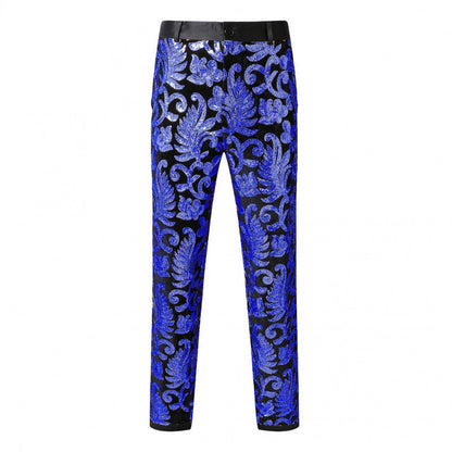 Herren Hose Elegant Pailletten Floralmuster Glamour