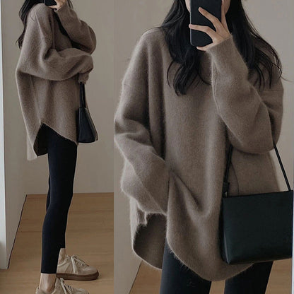 Damen Pullover Oversized Weich Großzügig Modern