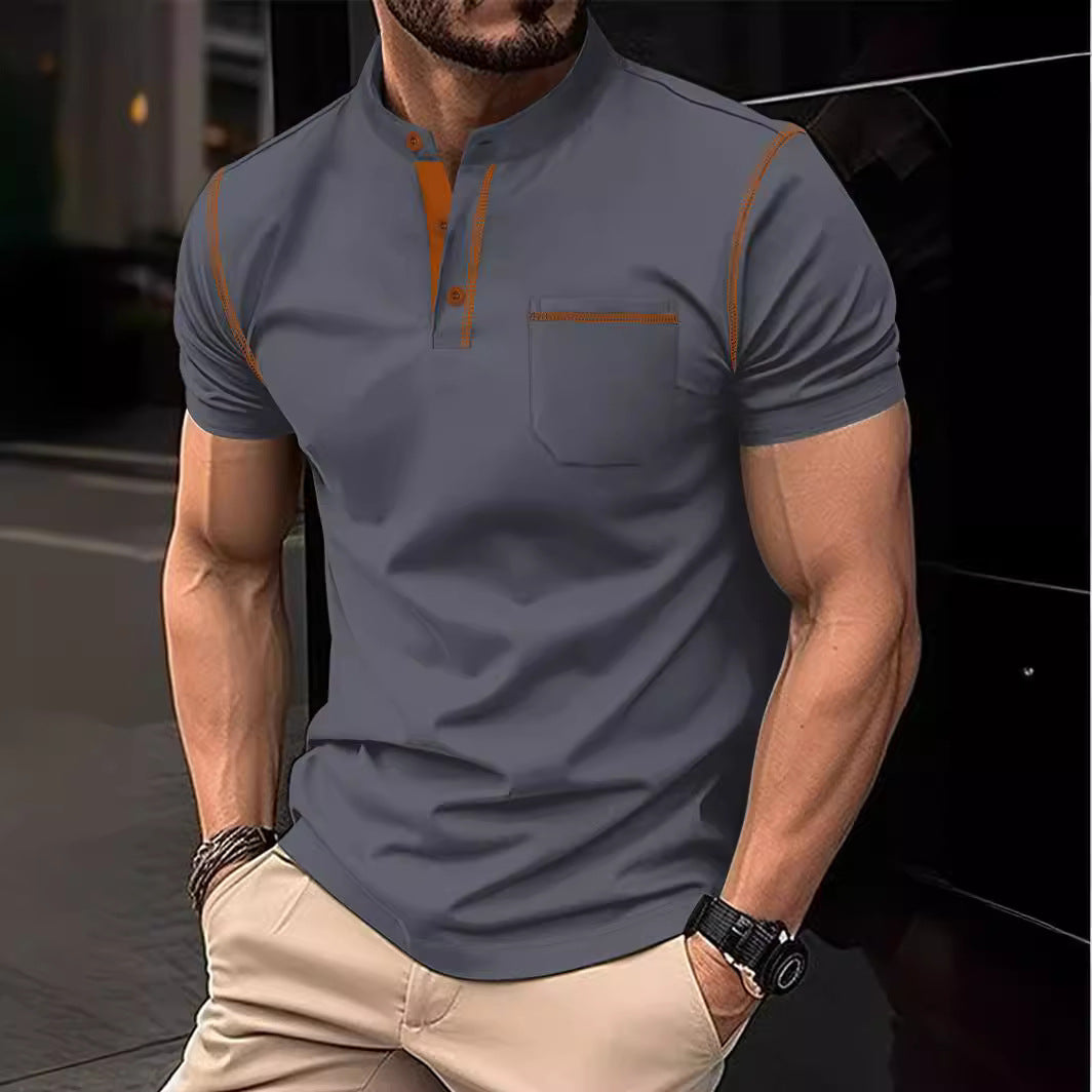 Herren Hemd Modern Kragenknopf Elegант