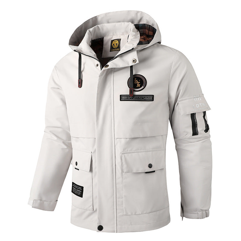 Herren Übergangsjacke Wasserdicht Mit Kapuze und Taschen - BerlinGlamour