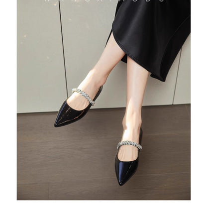 Damen Pumps Slingback mit Kristallriemen Elegant Schuhe