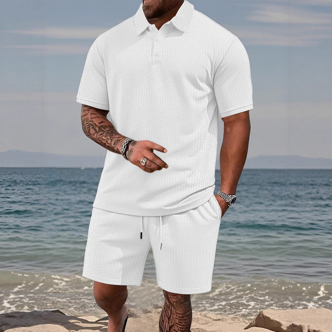Herren Freizeitanzug Kurze Hose Poloshirt Sportlich Modern