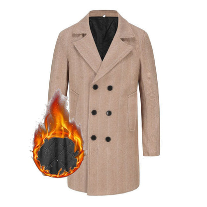 Herren Wollmantel Eleganter Doppelrevers Mantel Berlin Stil