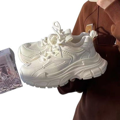 Damen Sneaker Sportlich Atmungsaktiv Mesh Weiße Sohle