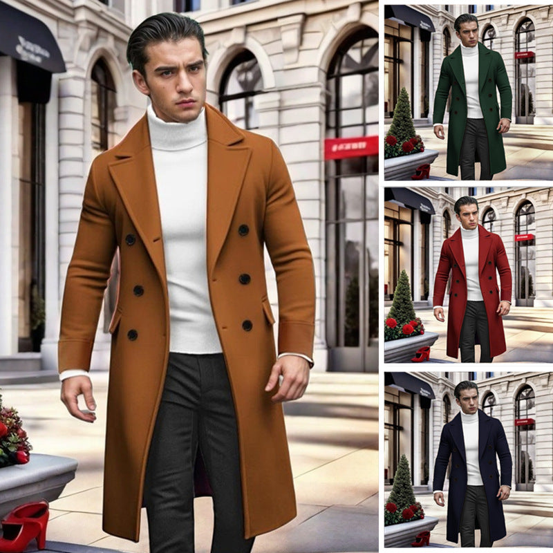 Herren Mantel Doppeltbreasted Modern mit Hochkragen Schwarz - BerlinGlamour