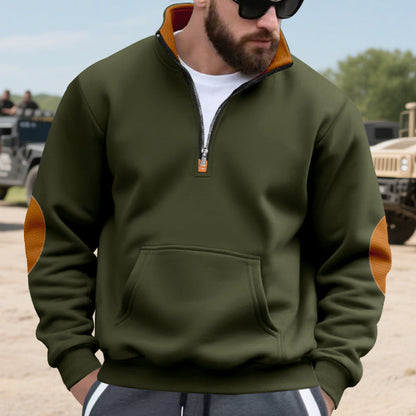 Herren Fleece-Pullover Elegант Hochkragen Reißverschluss