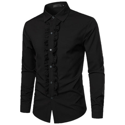 Herren Rüschenhemd Elegant Modern Slim Fit
