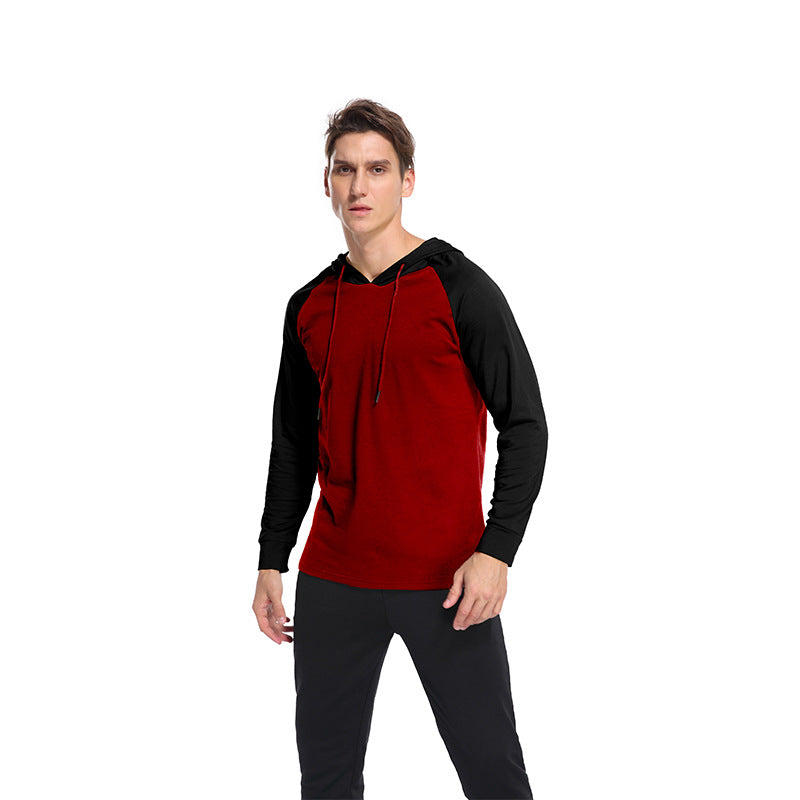 Herren Hoodie Langarmshirt Mit Kontrastärmel Modern