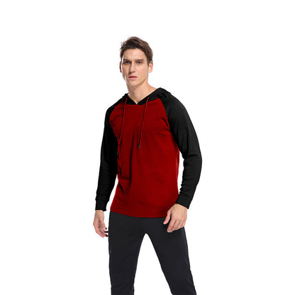 Herren Hoodie Langarmshirt Mit Kontrastärmel Modern