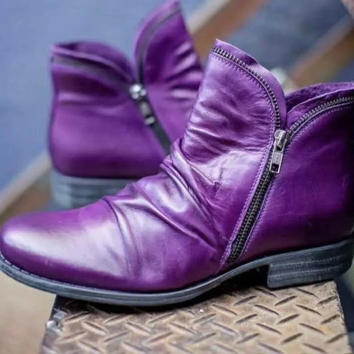 Damen Boots Ankle Modisch Asymmetrisch Reißverschluss - BerlinGlamour