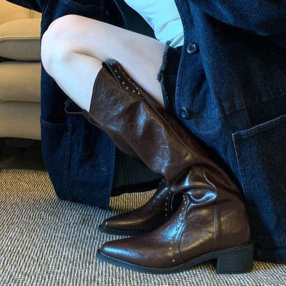Damen Stiefel Cowboystyle mit Nieten Western Look