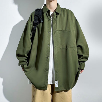 Herren Overshirt Lockere Fit mit Brusttasche Modern