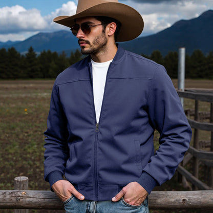 Herren Bomberjacke Modern Mikrofaser Schwarz Elegant