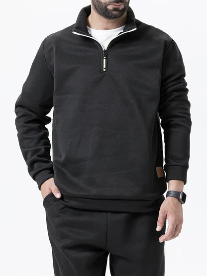 Herren Fleece Pullover Strukturiert Halbzipp
