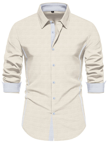 Herren Langarmhemd Modern mit Strukturdesign Elegant