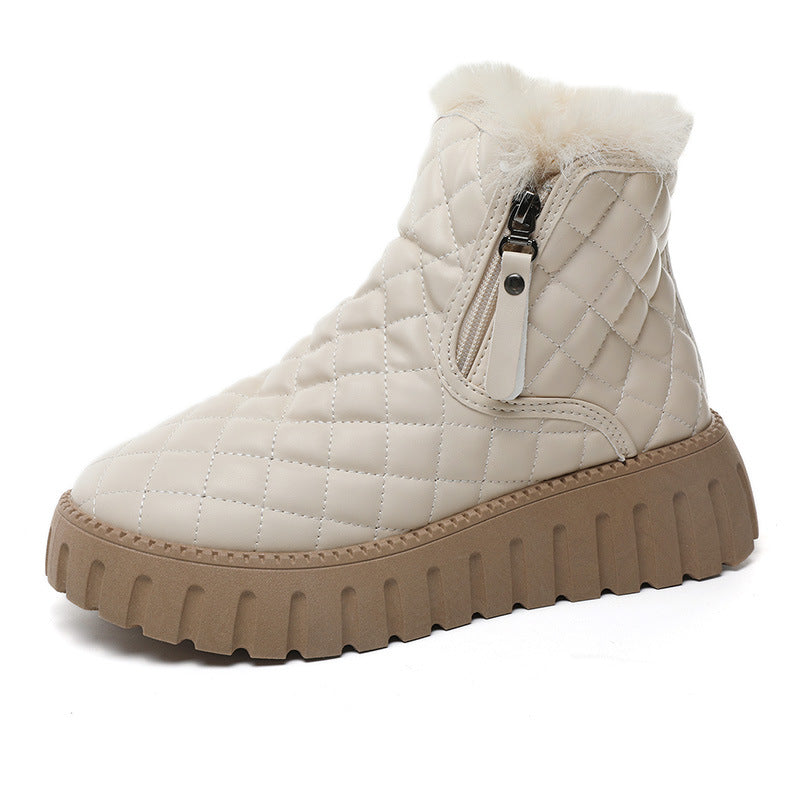 Damen Winterstiefel Kuschelig Warm mit Reißverschluss