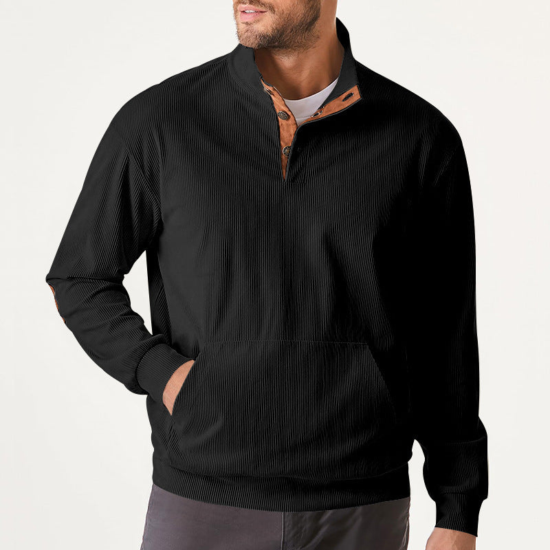 Herren Sweatpullover Stehkragen Kängurutasche Sportlich Modern