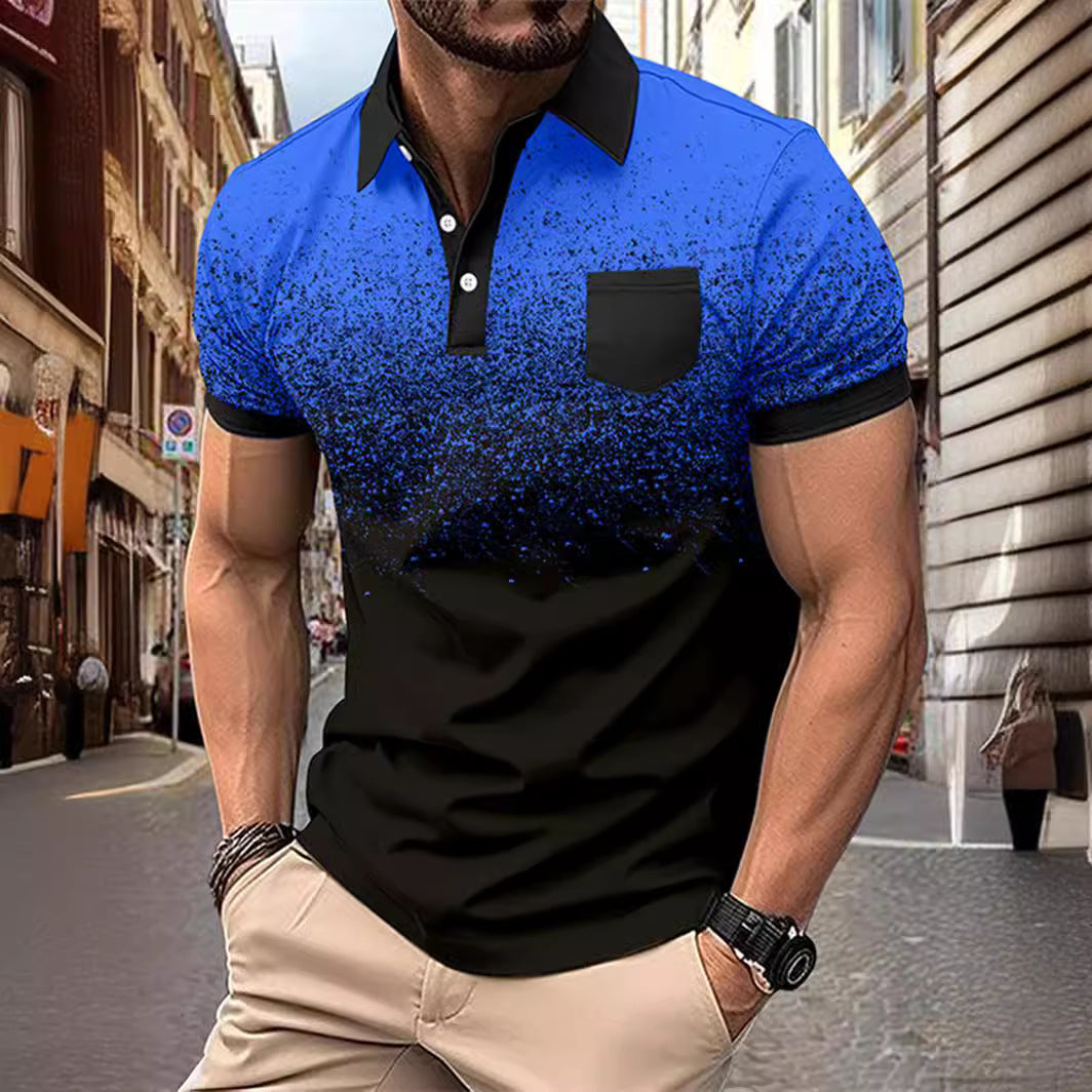 Herren Poloshirt Modern Farbverlauf mit Brusttasche