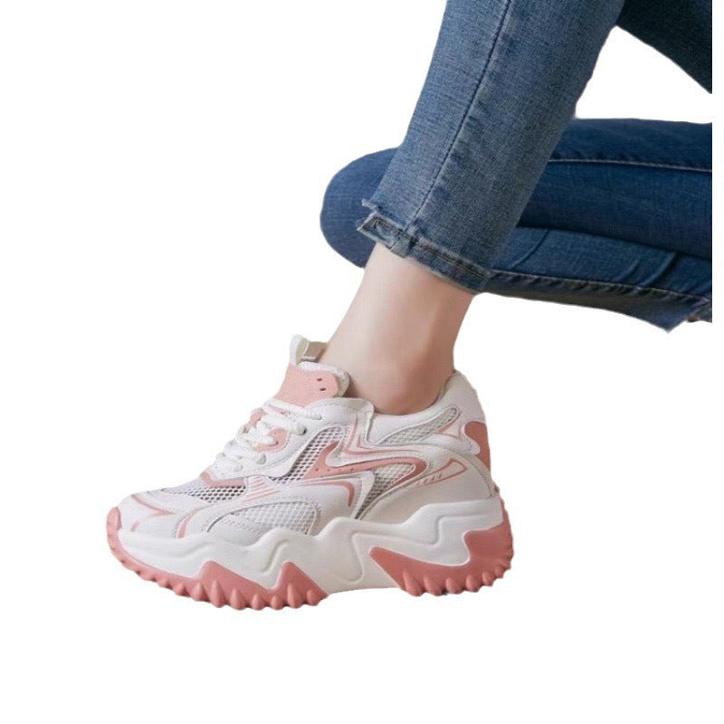 Damen Sneaker Chunky atmungsaktiv Mesh Weiß