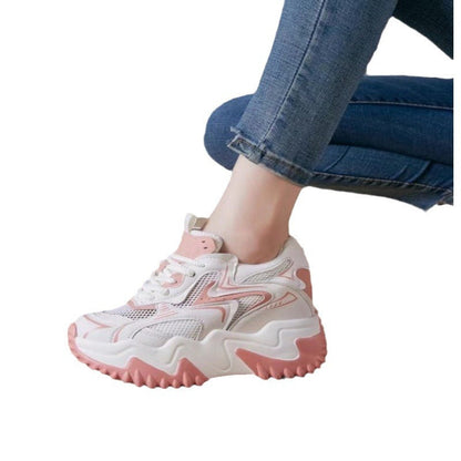 Damen Sneaker Chunky atmungsaktiv Mesh Weiß
