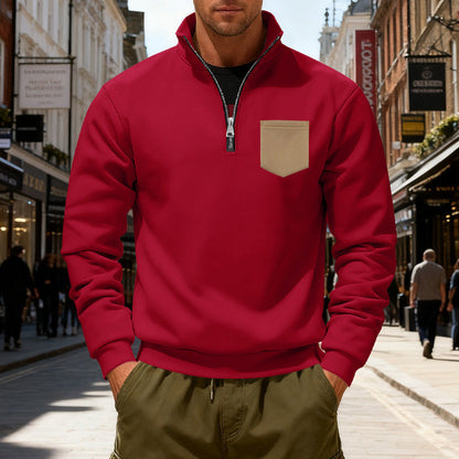 Moderner Herren Sweatshirt mit Reißverschluss und Tasche
