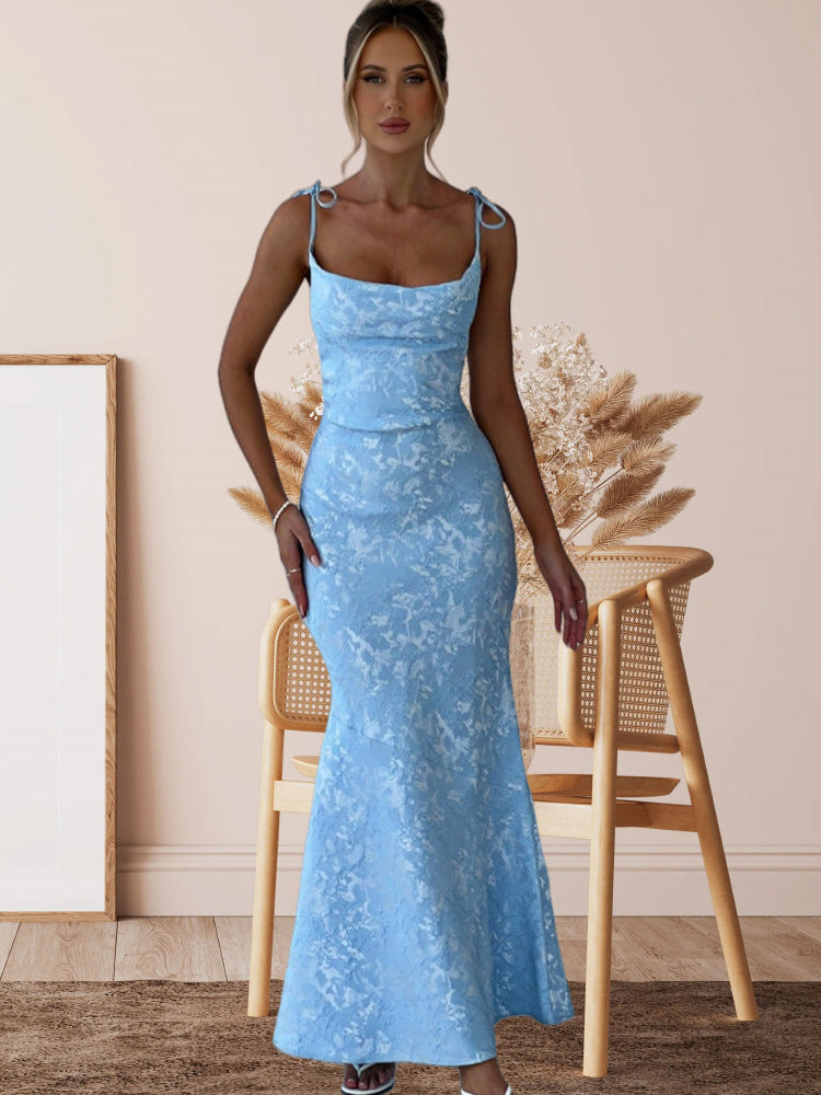 Elegantes Abendkleid Damen Langarm Floral Mit Rückenausschnitt